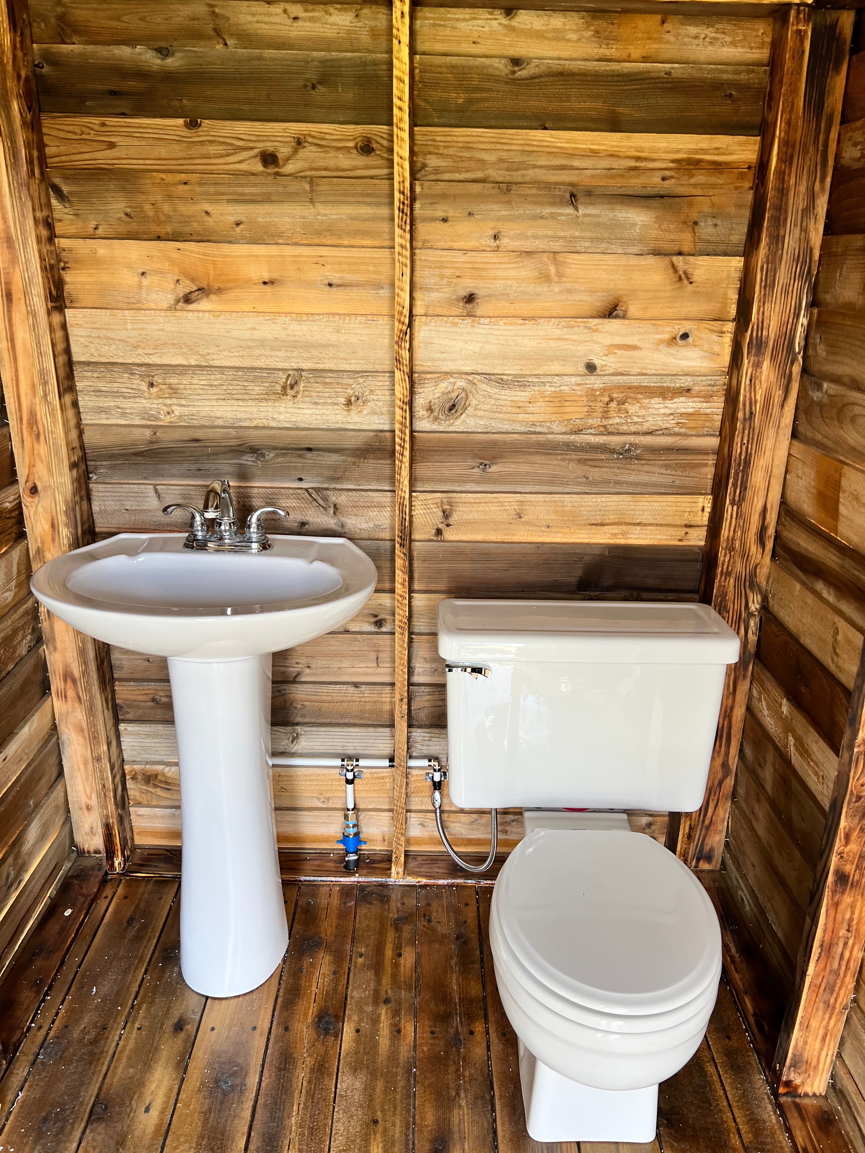Outdoor Shed Converted Into Pool Bathroom